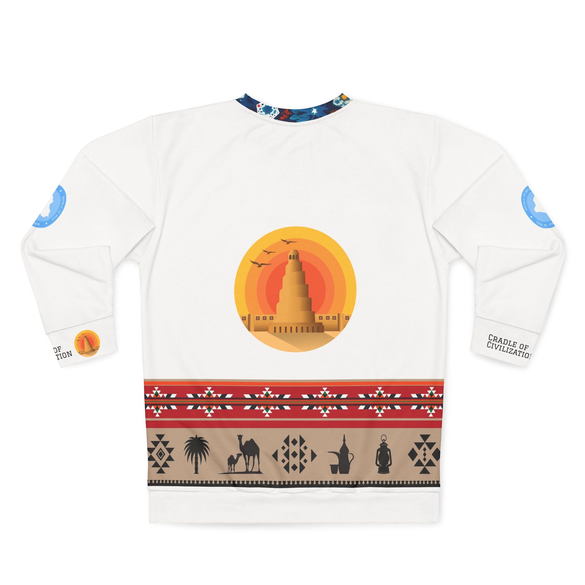 Cradle of Civilization Sweatshirt — Ancient Mesopotamia Tower Graphic AOP