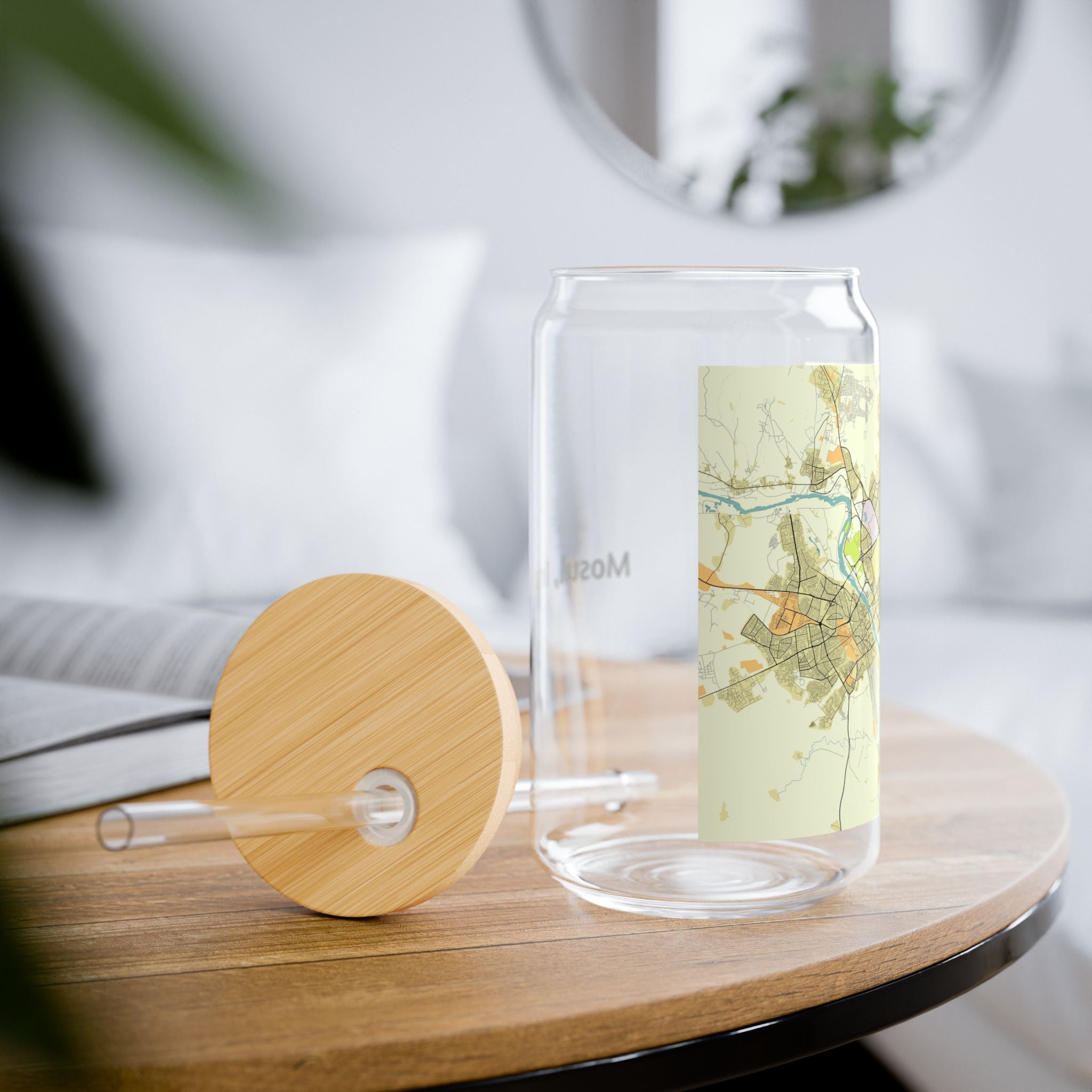 Map-Print 16oz Sipper Glass — Mosul, Iraq Travel Map Design