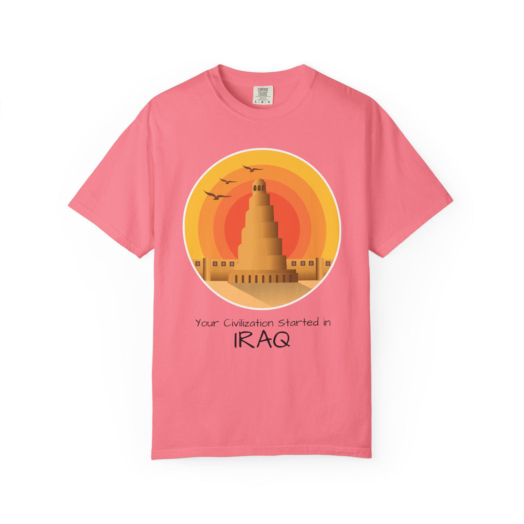 Iraq Spiral Minaret T-Shirt — 'Your Civilization Started in Iraq' Travel & Heritage Tee