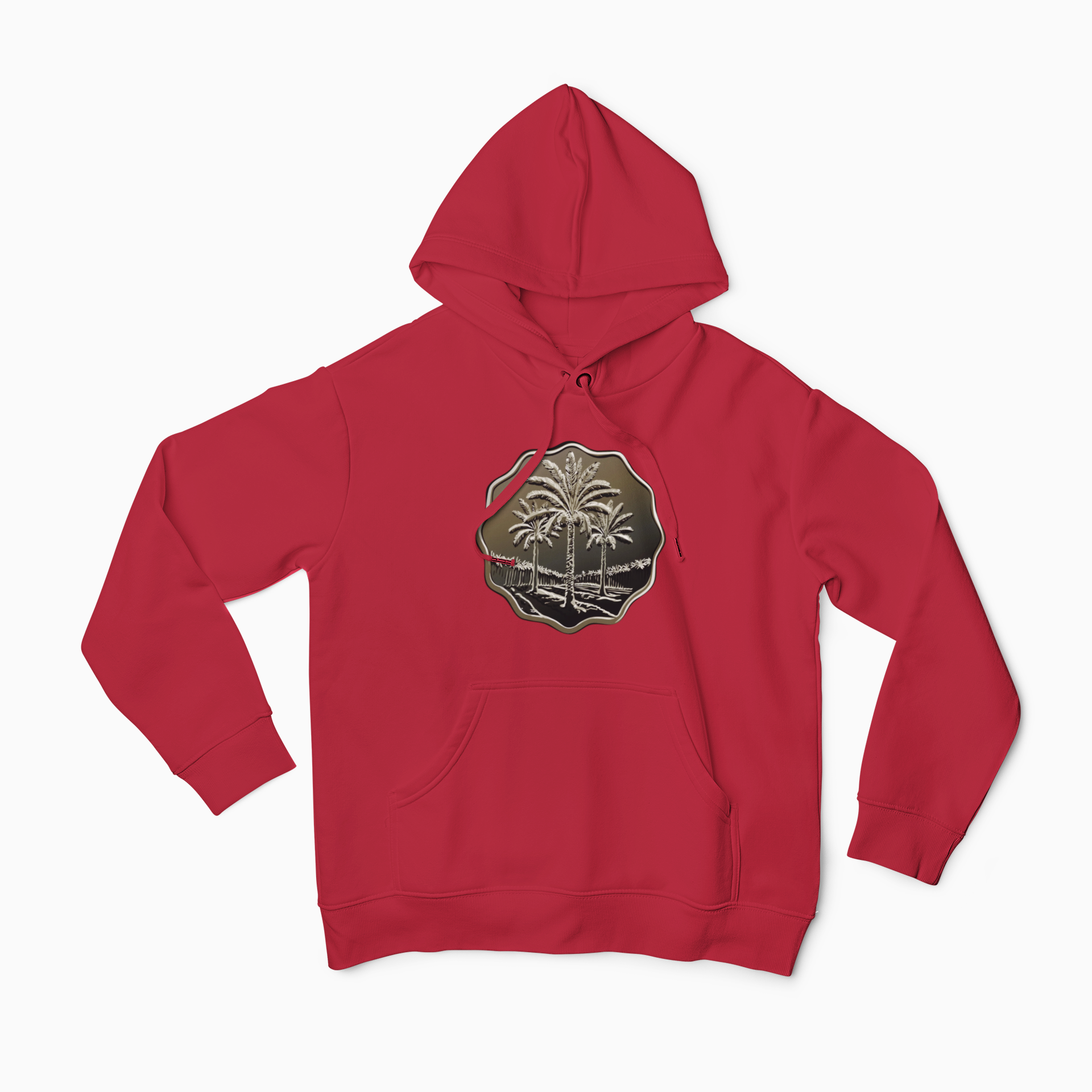 Palm Tree Badge Hoodie — Vintage Tropical Graphic Hooded Sweatshirt