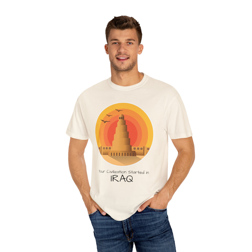 Iraq Spiral Minaret T-Shirt — 'Your Civilization Started in Iraq' Travel & Heritage Tee