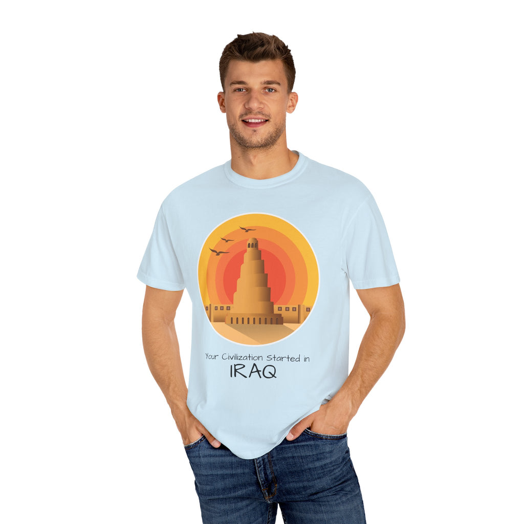 Iraq Spiral Minaret T-Shirt — 'Your Civilization Started in Iraq' Travel & Heritage Tee