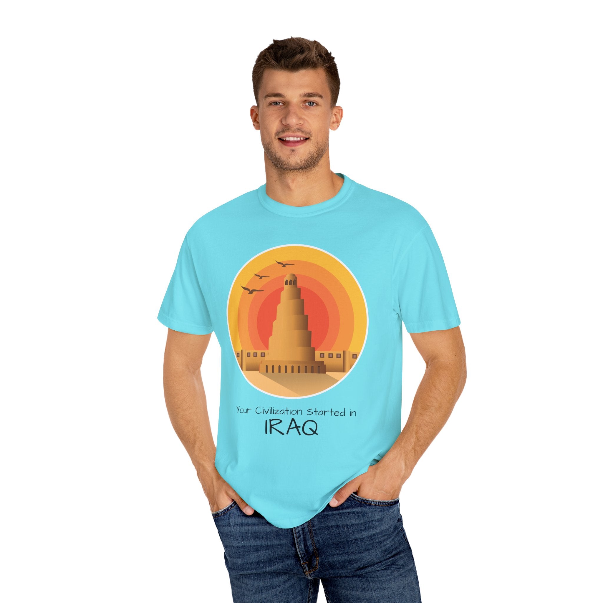 Iraq Spiral Minaret T-Shirt — 'Your Civilization Started in Iraq' Travel & Heritage Tee