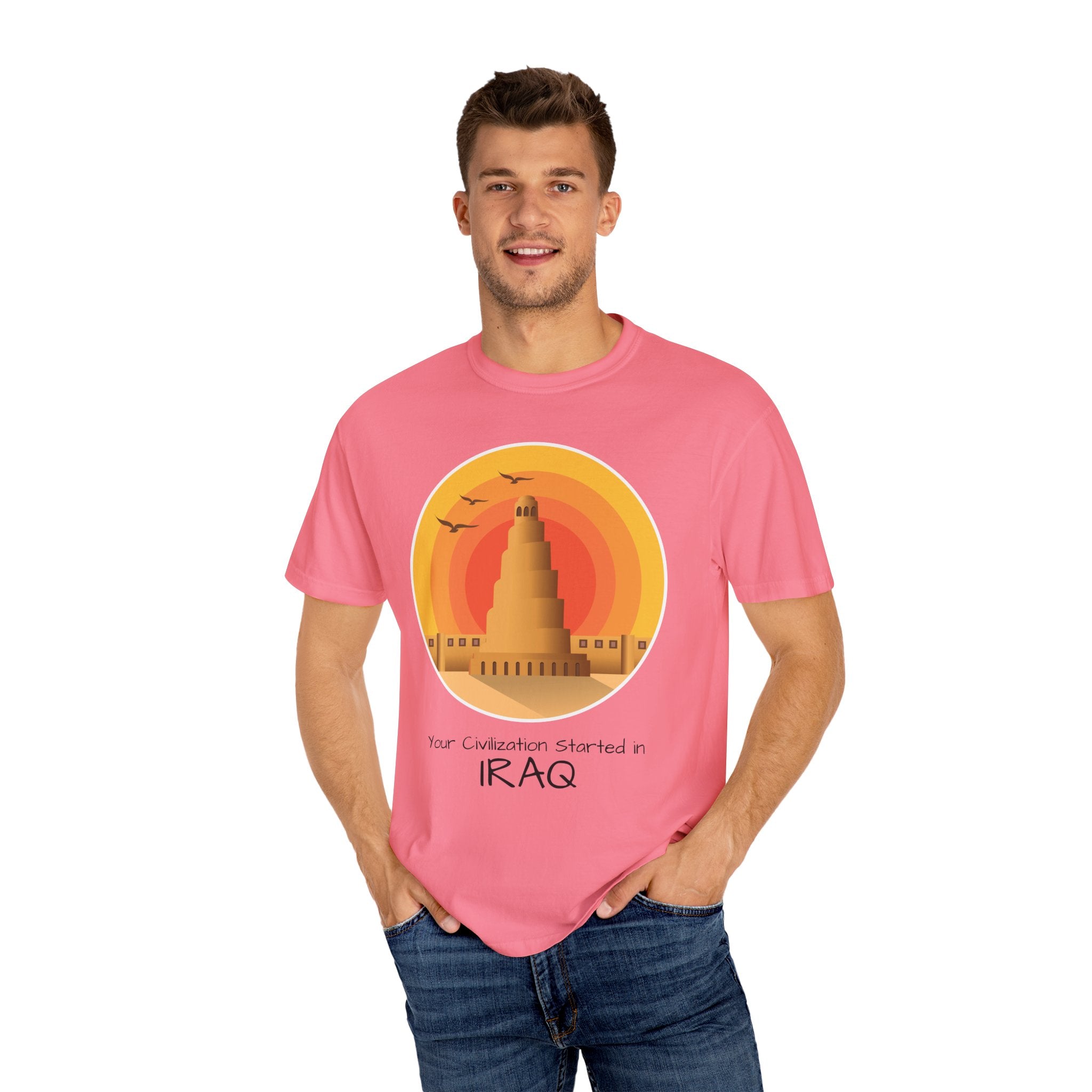 Iraq Spiral Minaret T-Shirt — 'Your Civilization Started in Iraq' Travel & Heritage Tee