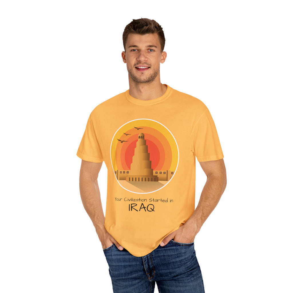Iraq Spiral Minaret T-Shirt — 'Your Civilization Started in Iraq' Travel & Heritage Tee